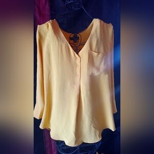 FRED FD DAVID 3/4 sleeve yellow 💛 blouse size XL